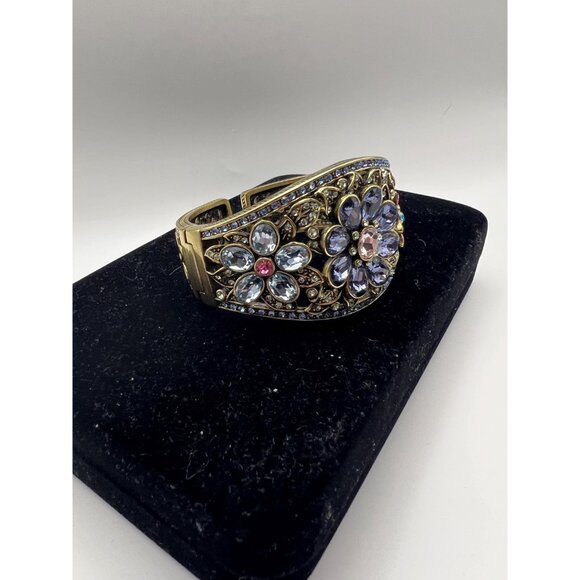Signed Heidi Daus Glamorous Garden Crystal Cuff Bracelet - Picture 3 of 7